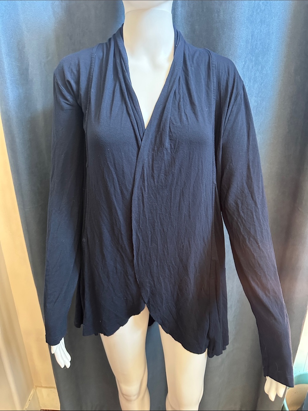INC International Concepts Blue Drape Open Front Cardigan Wrap Size L